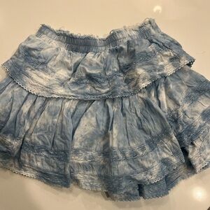 LoveShackFancy Blue Tie-Dye A-Line Skirt